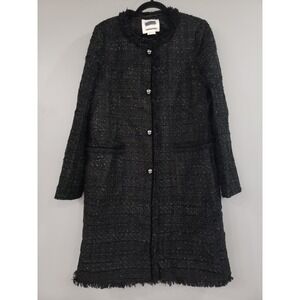 NEVER WORN SZ 8 Kate Spade Dashing Beauty Pearl Button Sparkle Tweed Black Coat
